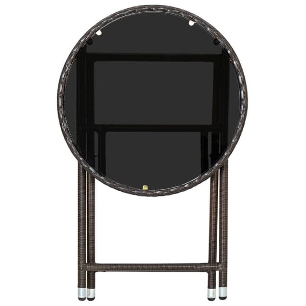 vidaXL tebord 60 cm polyrattan og hærdet glas brun