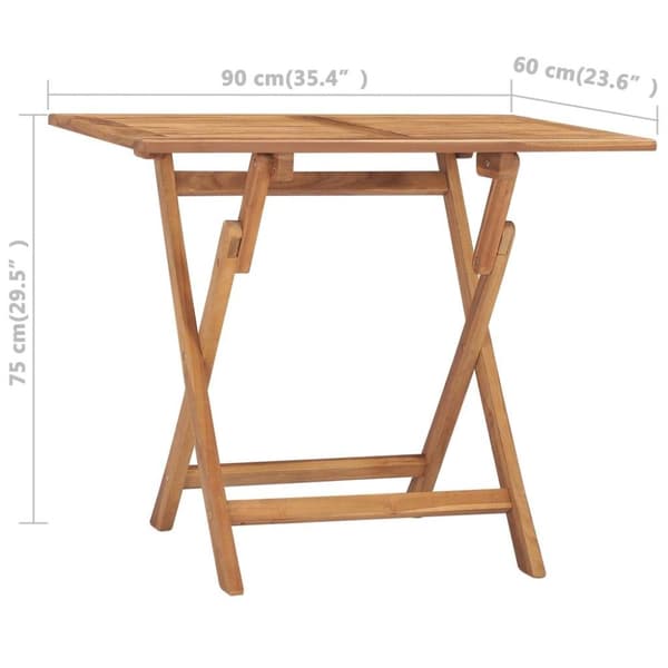 vidaXL foldbart havebord 90x60x75 cm massivt teaktræ
