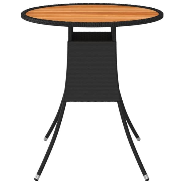 vidaXL Ulkoruokapöytä musta Ø 70 cm polyrottinki ja täysi akaasiapuu