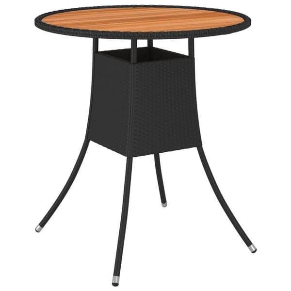 vidaXL Ulkoruokapöytä musta Ø 70 cm polyrottinki ja täysi akaasiapuu