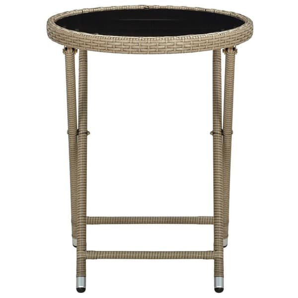 vidaXL tebord 60 cm polyrattan og hærdet glas beige