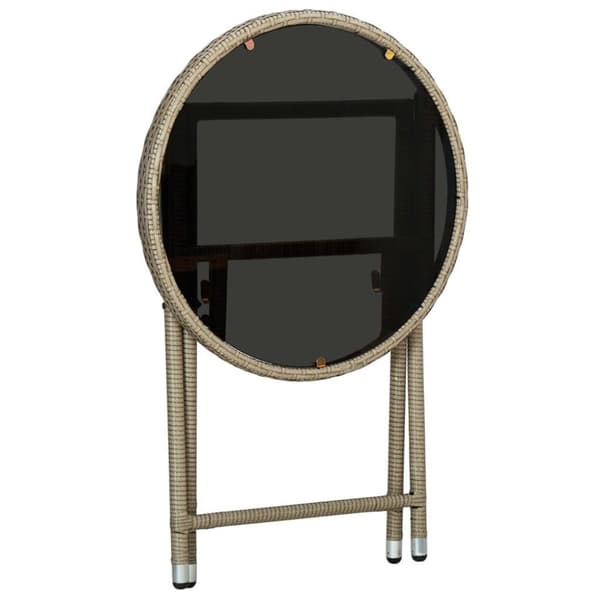 vidaXL tebord 60 cm polyrattan og hærdet glas beige