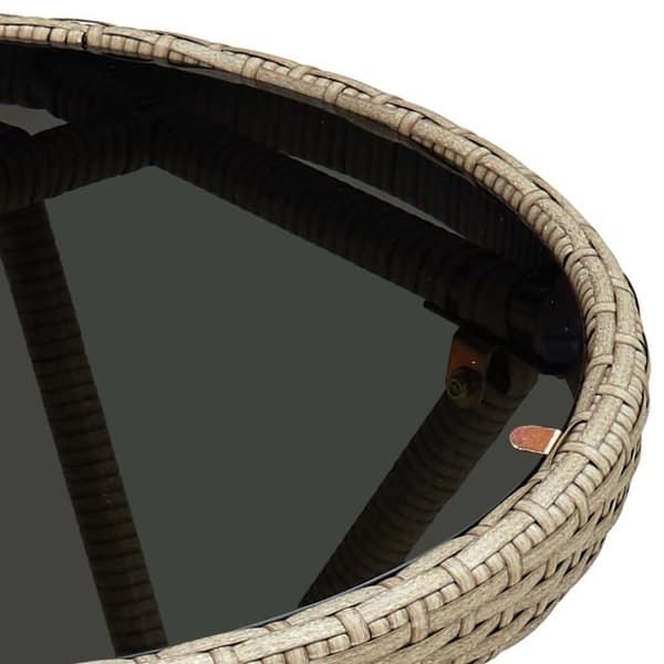 vidaXL tebord 60 cm polyrattan og hærdet glas beige