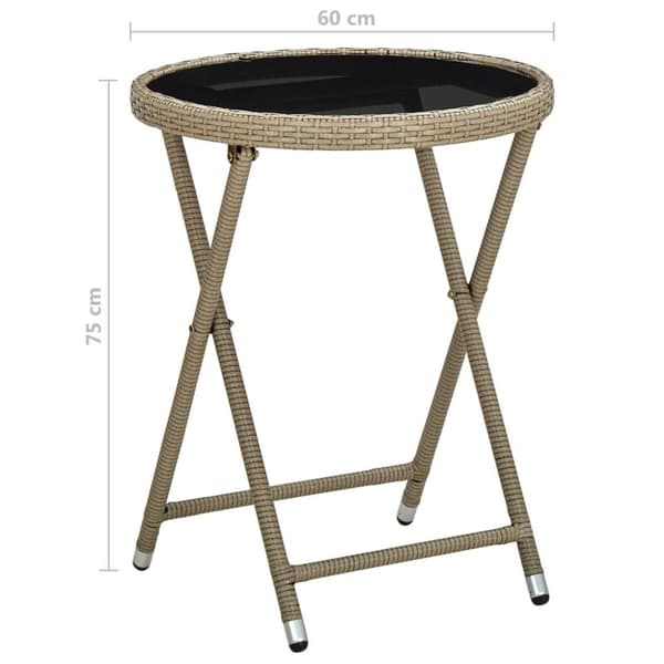 vidaXL tebord 60 cm polyrattan og hærdet glas beige