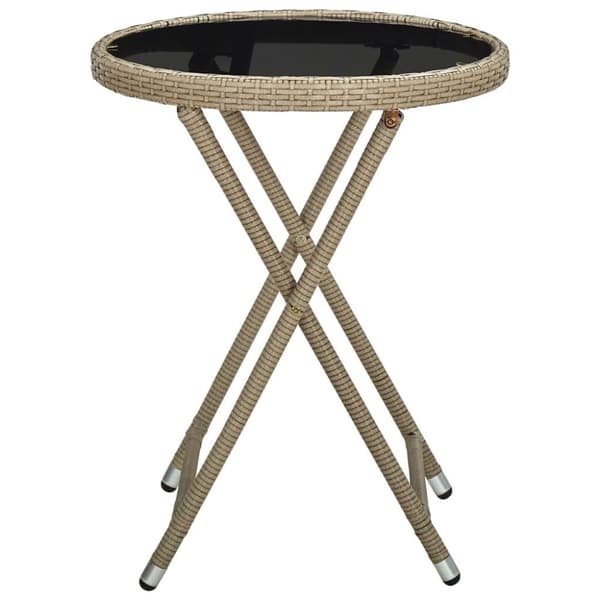 vidaXL tebord 60 cm polyrattan og hærdet glas beige