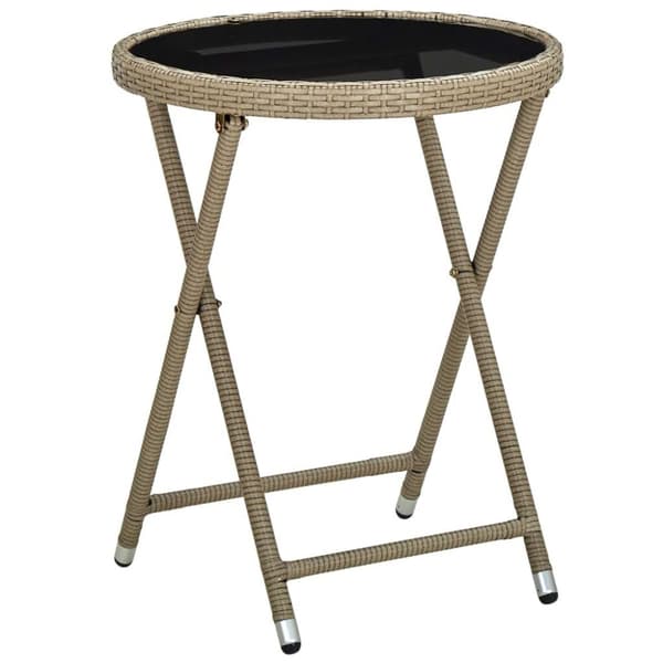 vidaXL tebord 60 cm polyrattan og hærdet glas beige