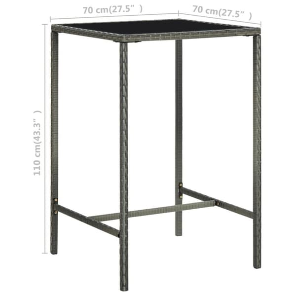 vidaXL barbord til haven 70x70x110 cm polyrattan og glas grå