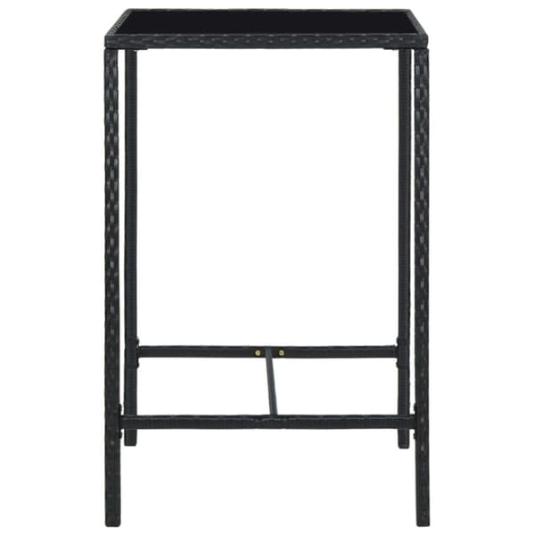 vidaXL Puutarhan baaripöytä musta 70x70x110 cm polyrottinki ja lasi