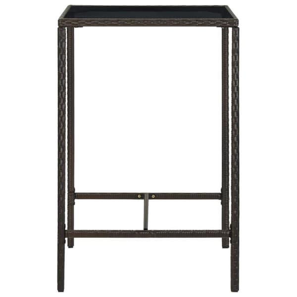 vidaXL Puutarhan baaripöytä ruskea 70x70x110 cm polyrottinki ja lasi