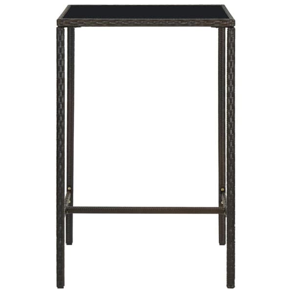 vidaXL Puutarhan baaripöytä ruskea 70x70x110 cm polyrottinki ja lasi