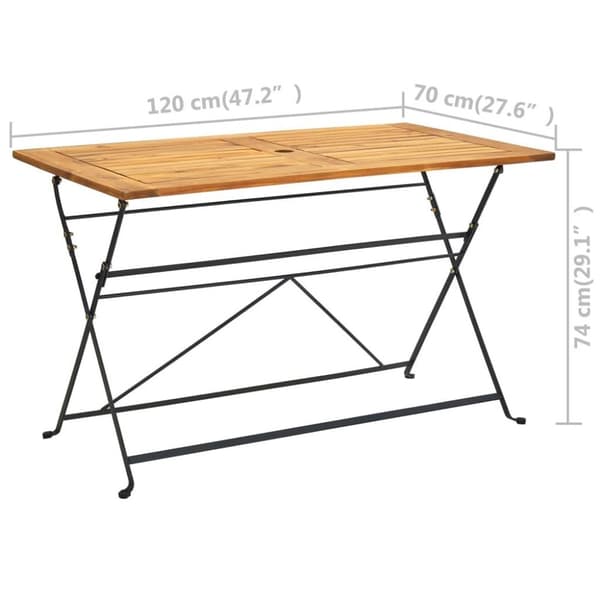 vidaXL foldbart havebord 120x70x74 cm massivt akacietræ