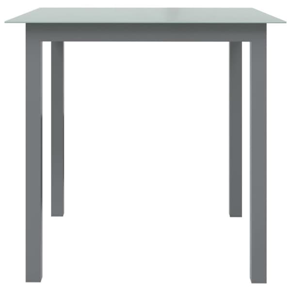 vidaXL Trädgårdsbord ljusgrå 80x80x74 cm aluminium och glas