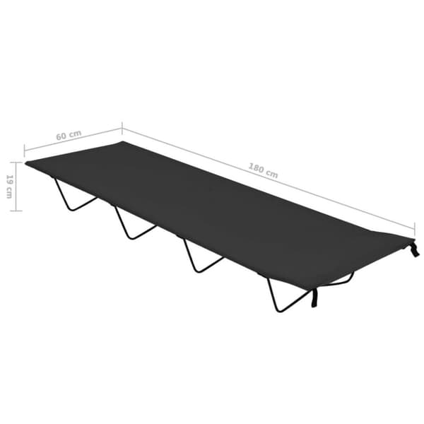 vidaXL campingseng 180x60x19 cm oxfordstof og stål sort