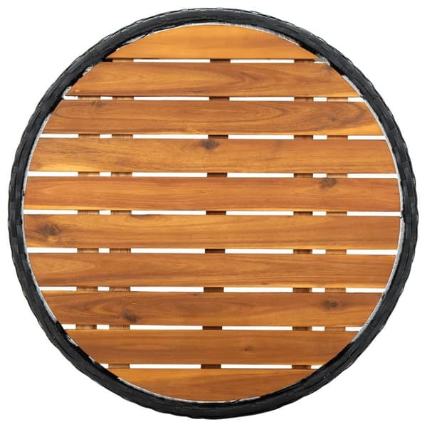 vidaXL tebord 60 cm massivt akacietræ og polyrattan sort