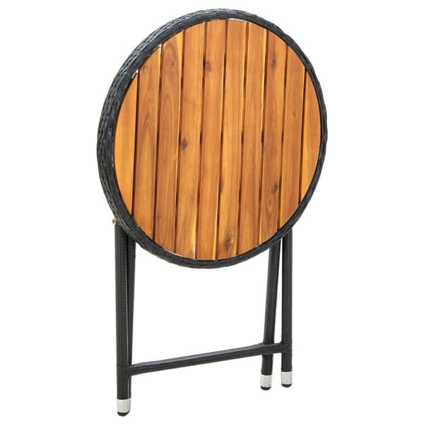 vidaXL Tebord svart 60 cm polyrotting og heltre akasie