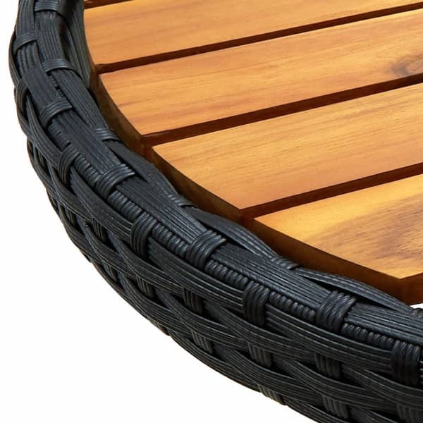 vidaXL Tebord svart 60 cm polyrotting og heltre akasie