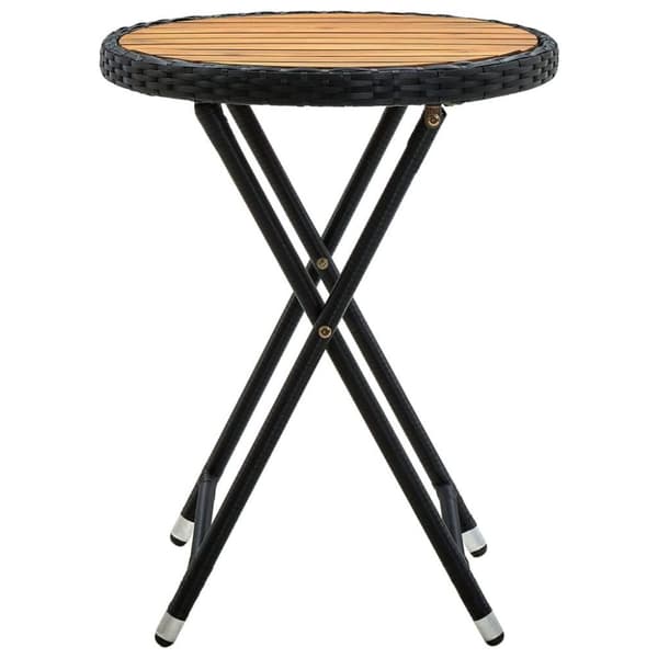 vidaXL Tebord svart 60 cm polyrotting og heltre akasie