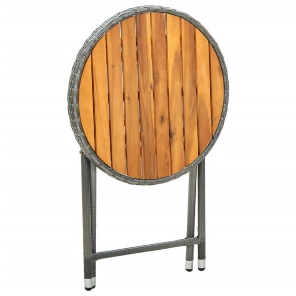 vidaXL tebord 60 cm massivt akacietræ og polyrattan grå