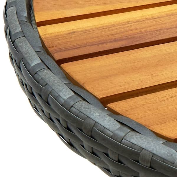 vidaXL tebord 60 cm massivt akacietræ og polyrattan grå