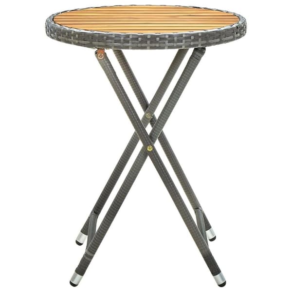 vidaXL tebord 60 cm massivt akacietræ og polyrattan grå
