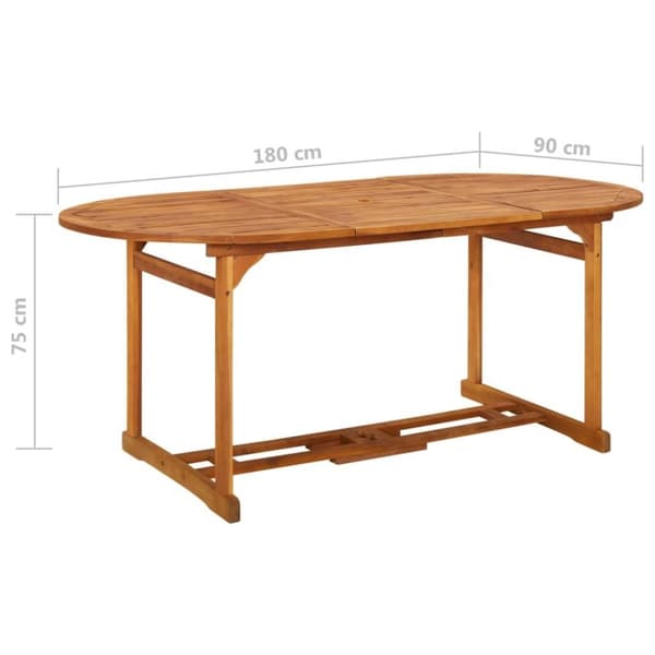 vidaXL havebord 180x90x75 cm massivt akacietræ
