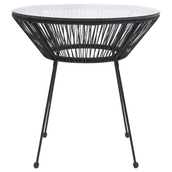 vidaXL havebord Ø70x74 cm rattan og glas sort