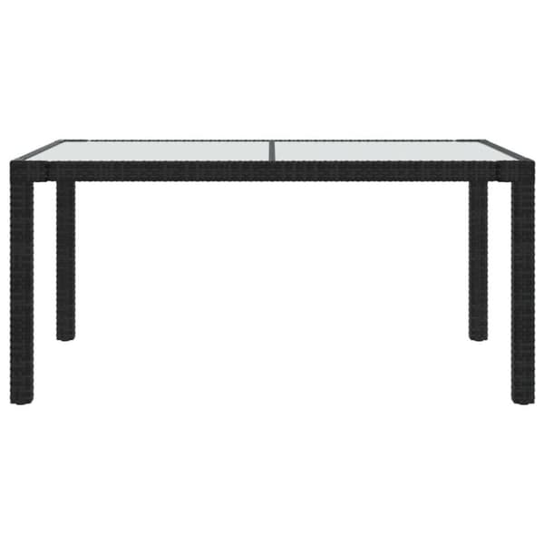 vidaXL Hagebord 150x90x75 cm herdet glass og polyrotting svart