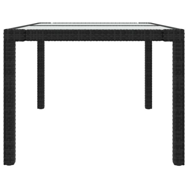 vidaXL Hagebord 150x90x75 cm herdet glass og polyrotting svart