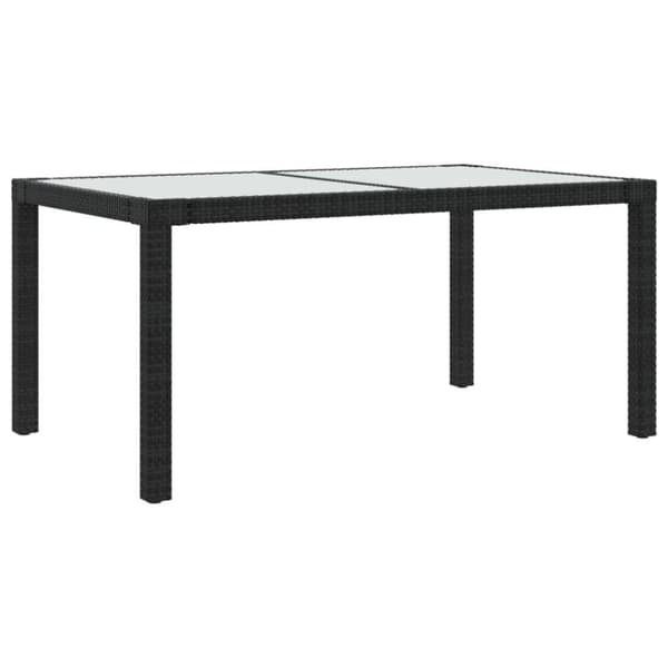 vidaXL Hagebord 150x90x75 cm herdet glass og polyrotting svart