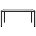 Miniatyrbillede 3 af 7: vidaXL havebord 150x90x75 cm hærdet glas og polyrattan sort