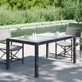 Miniatyrbillede 6 af 7: vidaXL havebord 150x90x75 cm hærdet glas og polyrattan sort