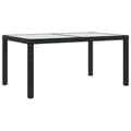 Miniatyrbillede 1 af 7: vidaXL havebord 150x90x75 cm hærdet glas og polyrattan sort