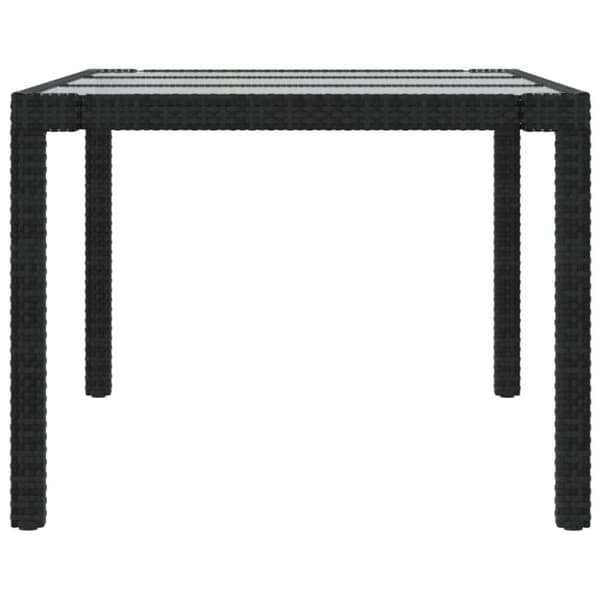 vidaXL Hagebord 190x90x75 cm herdet glass og polyrotting svart