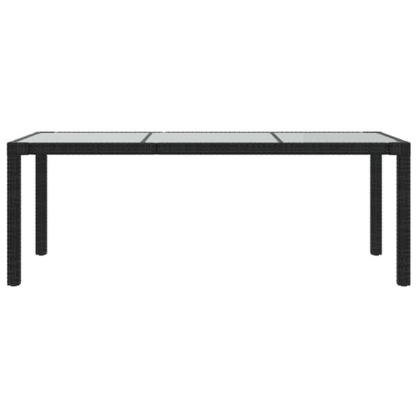 vidaXL havebord 190x90x75 cm hærdet glas og polyrattan sort