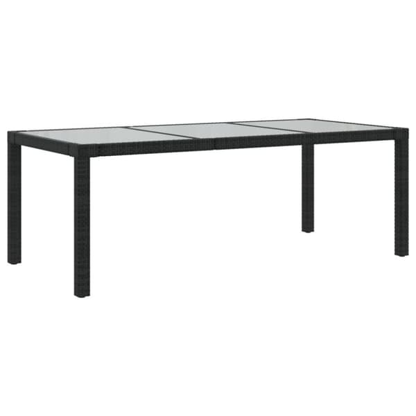 vidaXL havebord 190x90x75 cm hærdet glas og polyrattan sort