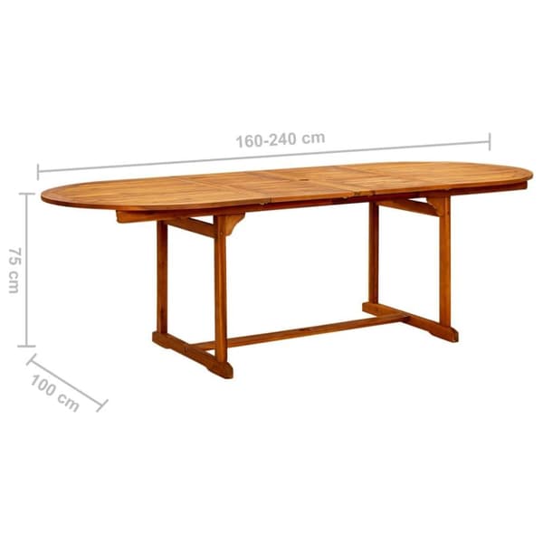 vidaXL Utendørs spisebord (160-240)x100x75 cm heltre akasie