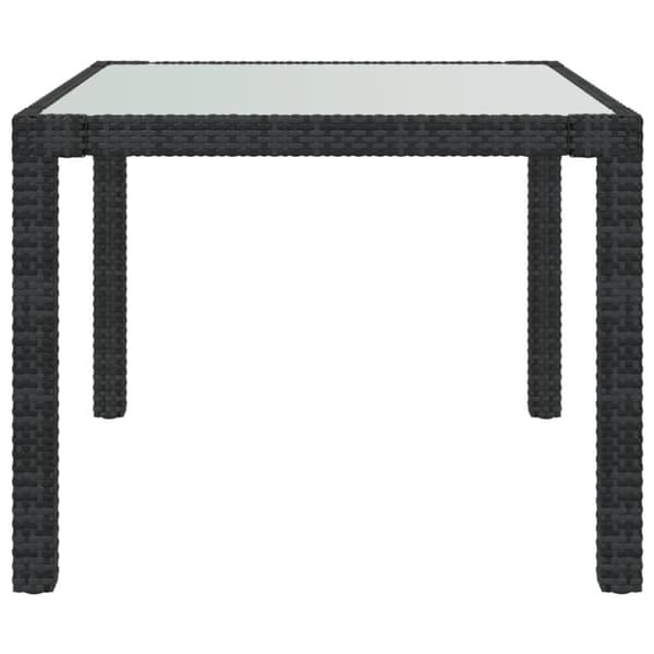 vidaXL Utebord 90x90x75 cm Härdat glas och konstrotting svart