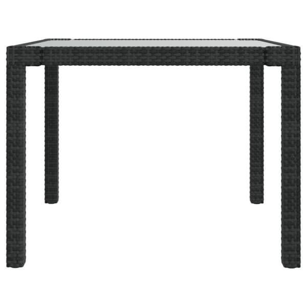 vidaXL Utebord 90x90x75 cm Härdat glas och konstrotting svart