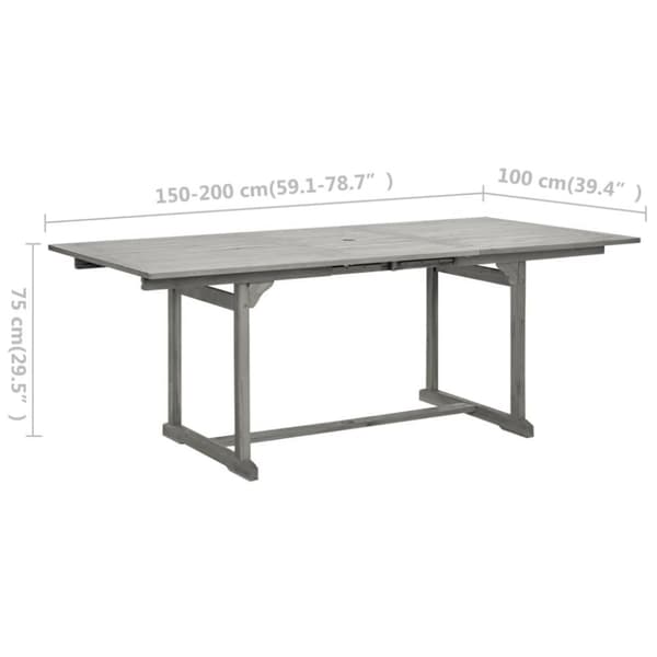 vidaXL Puutarharuokapöytä (150-200)x100x75 cm täysi akaasiapuu