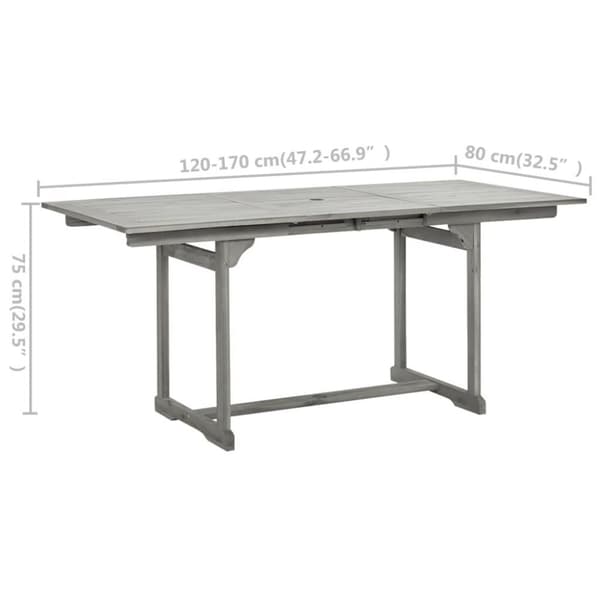 vidaXL Utendørs spisebord (120-170)x80x75 cm heltre akasie