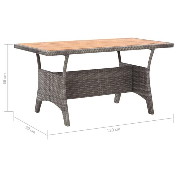 vidaXL Trädgårdsbord grå 120x70x66 cm massivt akaciaträ