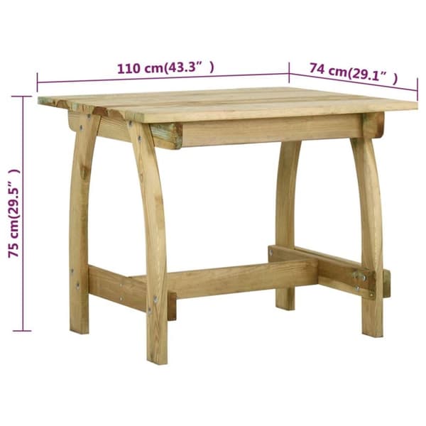 vidaXL Trädgårdsbord 110x74x75 cm impregnerad furu