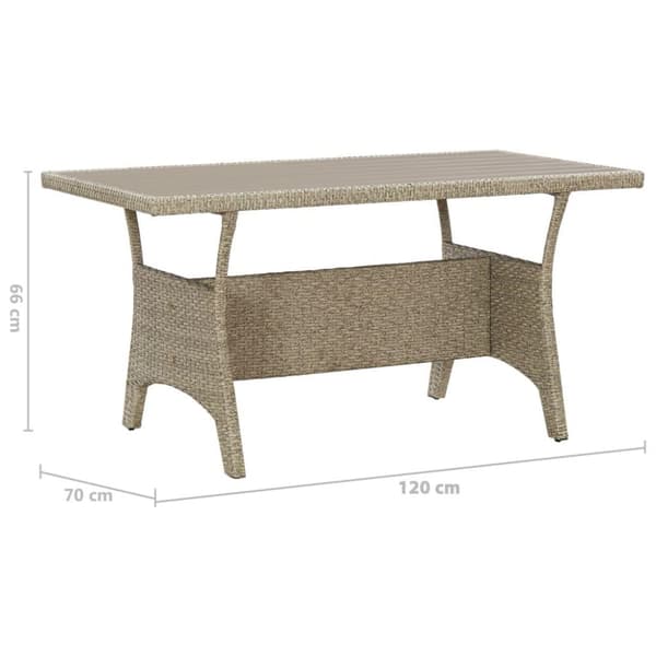 vidaXL Trädgårdsbord grå 120x70x66 cm konstrotting
