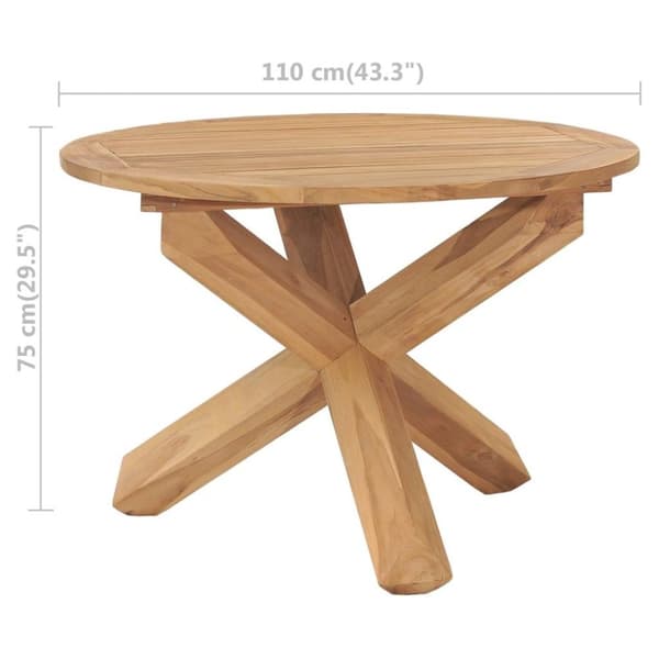 vidaXL Trädgårdsbord Ø110x75 cm massiv teak