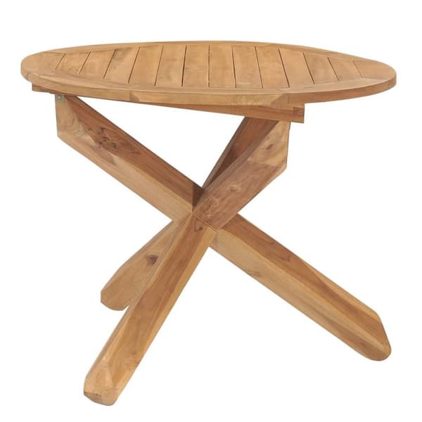vidaXL havebord Ø90x75 cm massivt teaktræ