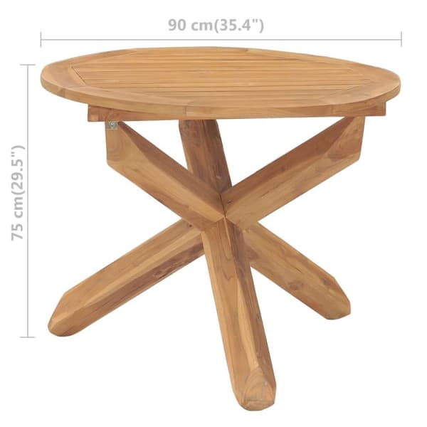 vidaXL havebord Ø90x75 cm massivt teaktræ