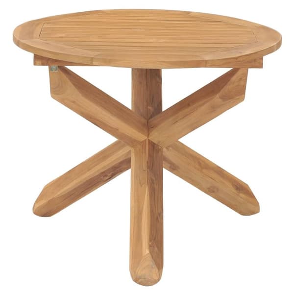 vidaXL havebord Ø90x75 cm massivt teaktræ