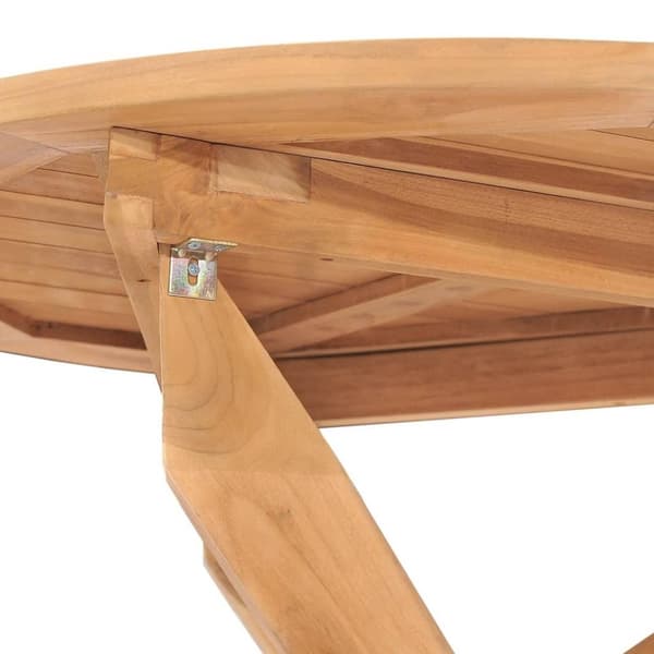 vidaXL Hagespisebord Ø90x75 cm heltre teak
