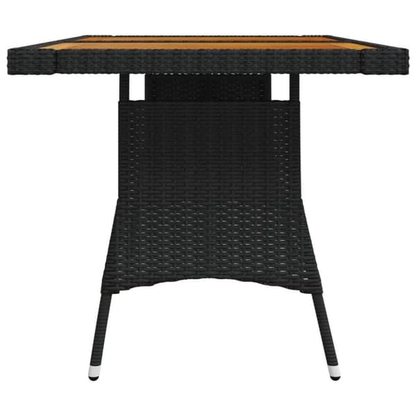 vidaXL Puutarhapöytä musta 130x70x72 cm polyrottinki ja akaasiapuu