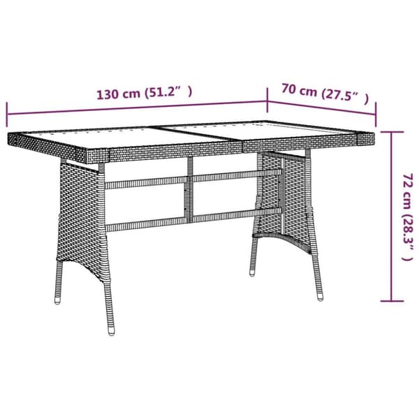 vidaXL Puutarhapöytä musta 130x70x72 cm polyrottinki ja akaasiapuu
